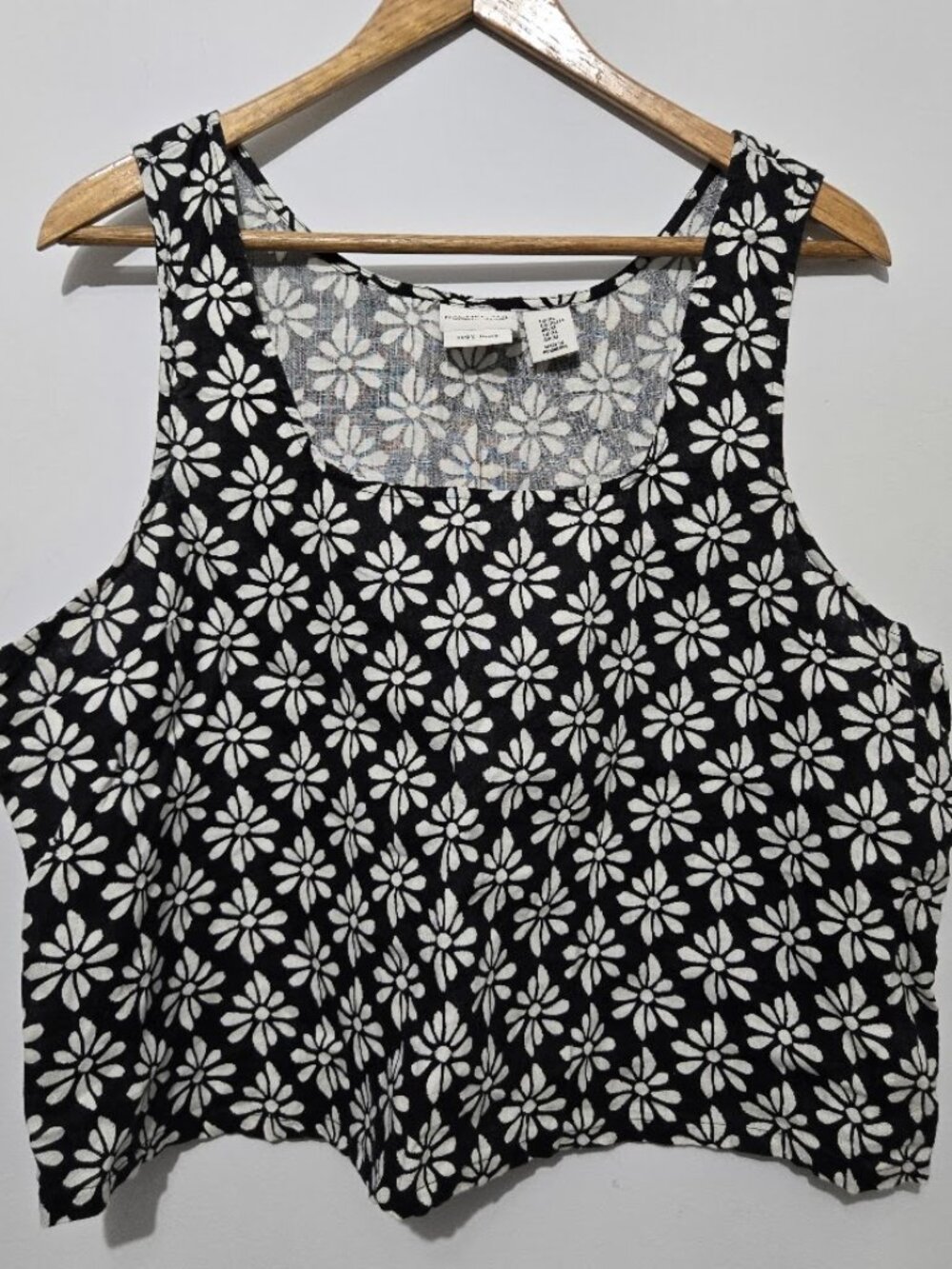 Rachel Zoe Womens Linen Tropical Cropped Tank Top Sz XL Resortwear Square Neck